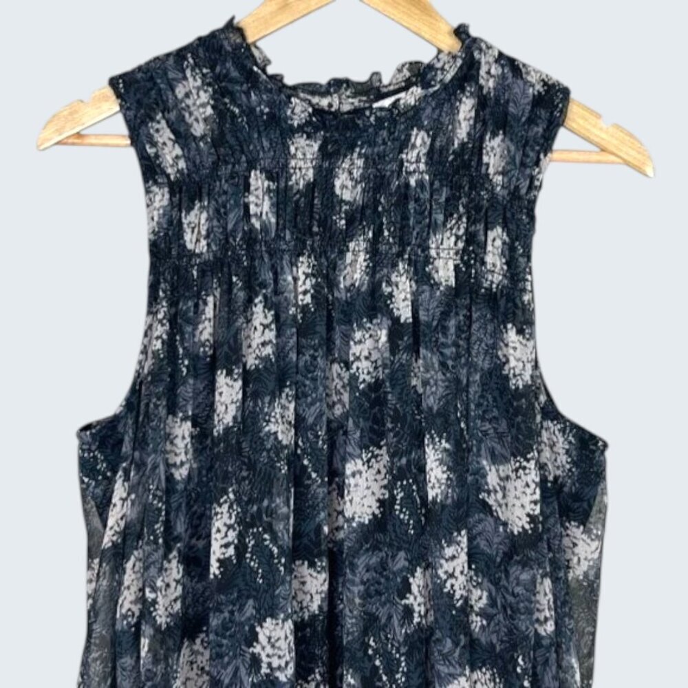 JOIE THELEN CHIFFON SWING SLEEVELESS DRESS IN BALTIC PRINT - Picture 3 of 8